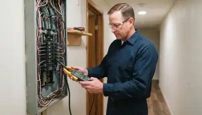 Electrician uses a clamp meter to assess panel load for a Bellevue, WA electrical panel upgrade