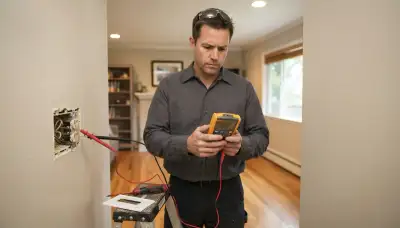 Electrician testing a de-energized branch circuit with a multimeter during Bellevue, WA electrical repair