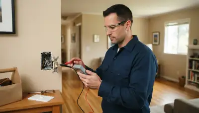 Electrician tests a failing wall switch with a multimeter in a Bellevue, WA home