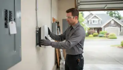 EV charger installation with conduit and dedicated circuit in Bellevue, WA