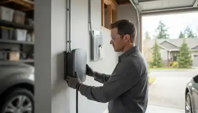 EV charger installation with dedicated electrical circuit and conduit in a Fall City, WA garage