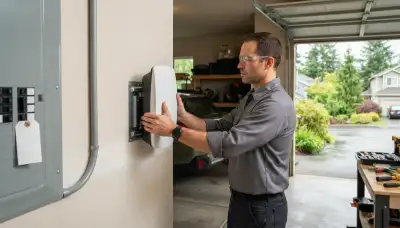 Electrician installing a home EV charger on a dedicated circuit in Issaquah, WA