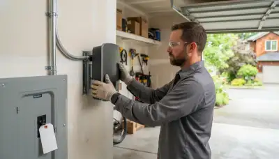 Electrician installing an EV charger with a dedicated circuit in a Bellevue, WA garage