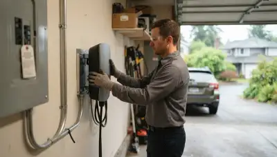 Electric vehicle charger installation at a Bellevue, WA home by a licensed electrician