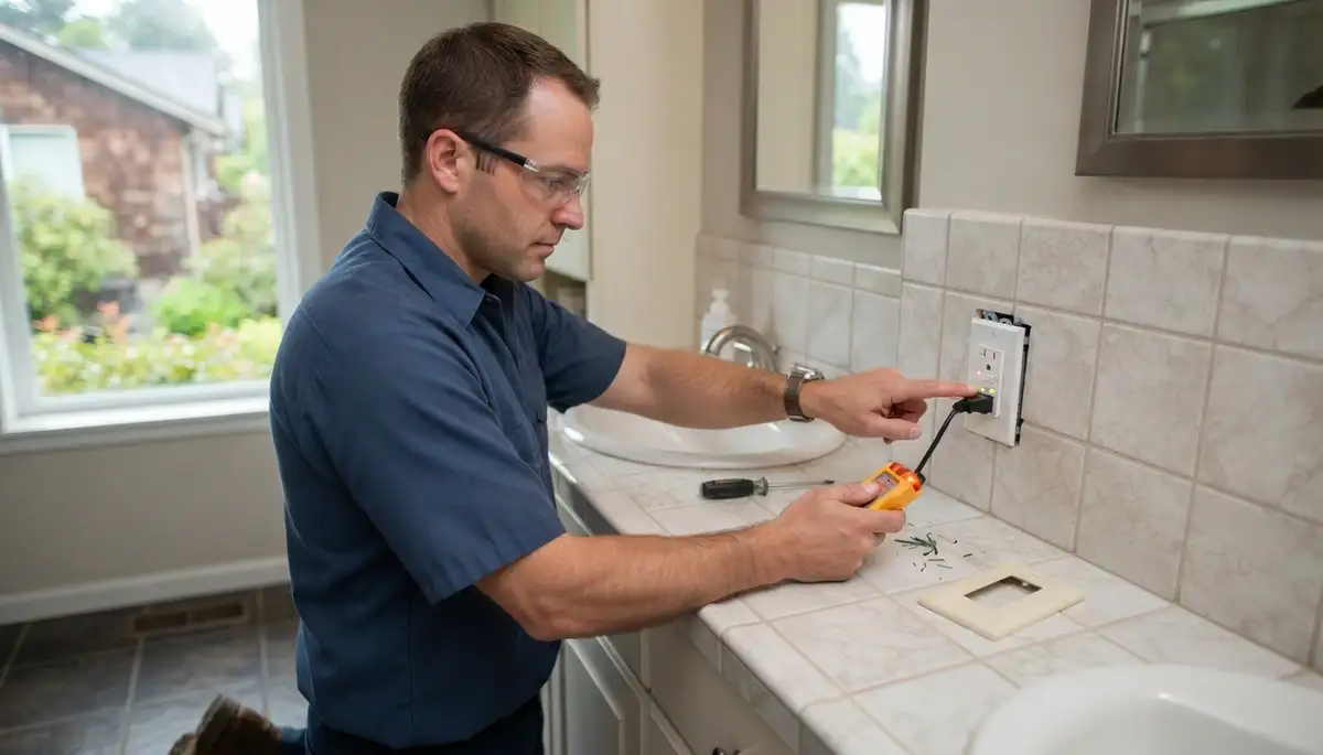 GFCI outlet providing ground-fault protection near a Bellevue, WA kitchen sink