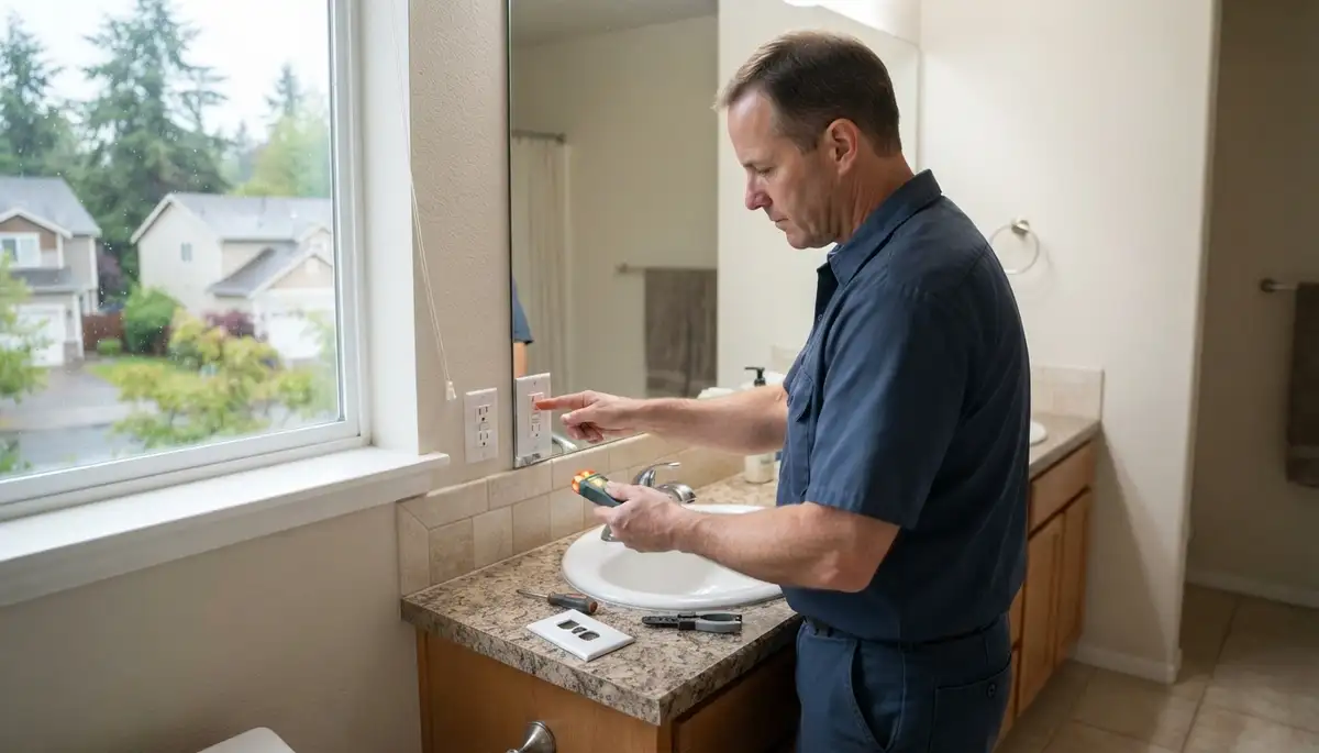 GFCI outlet protection for wet areas in Bellevue, WA homes by a licensed electrician