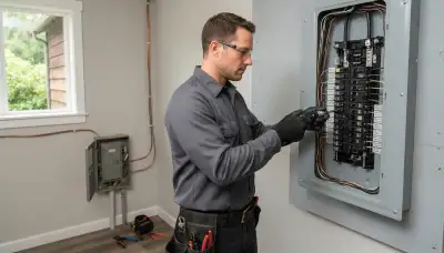 Electrician upgrading an older home's electrical panel in Duvall, WA