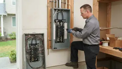 Electrician upgrading an older home's electrical panel to 200 amps in Bellevue, WA