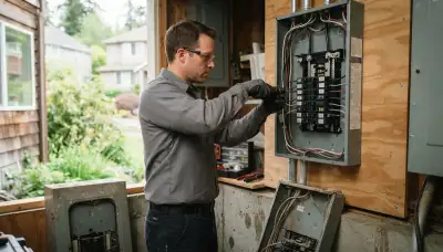 Electrician upgrading an older home's electrical panel to 200 amps in Bellevue, WA