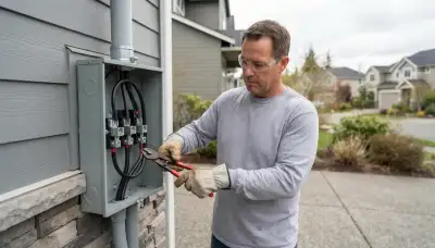 Bellevue, WA electrician terminating service conductors in a new meter base