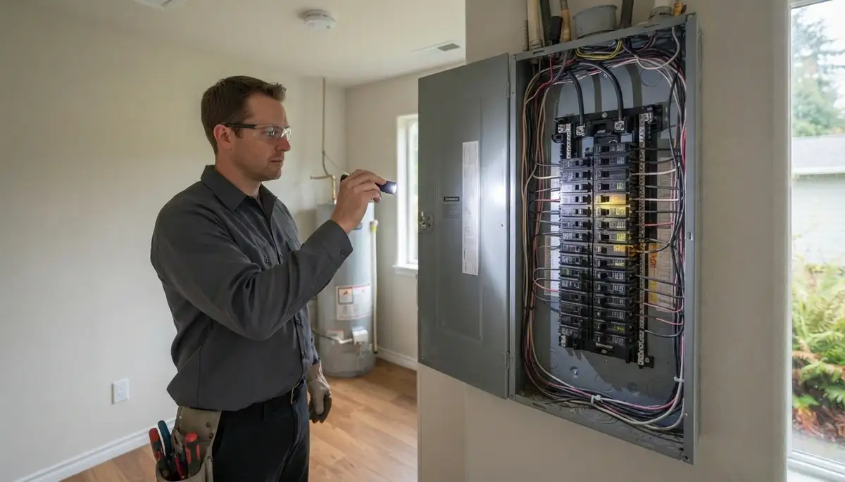 Whole-home electrical inspection by a Bellevue, WA electrician checking panels, circuits, outlets, and wiring