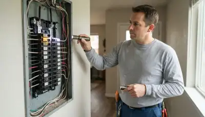 Electrician performing a whole-home electrical inspection in Bellevue, WA